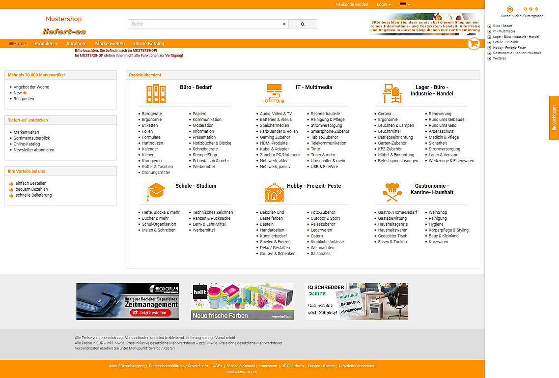 Endkunden WebShop - liefert es